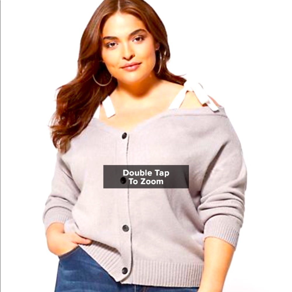 Gray tied off the shoulder sweater